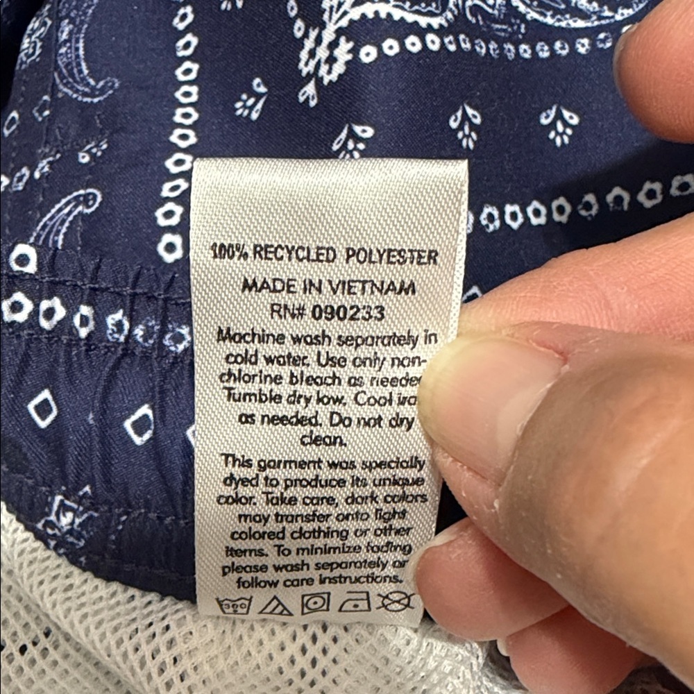 PacSun Men’s Navy Bandana Paisley Print Swim Trunks, Size Small. - Picture 9 of 12